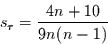 \begin{displaymath}
s_{\tau}=\frac{4n+10}{9n(n-1)}
\end{displaymath}