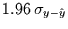 $1.96\,\sigma_{y-\hat{y}}$