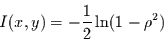 \begin{displaymath}
I(x,y)= -\frac{1}{2}\ln(1-\rho^{2})
\end{displaymath}