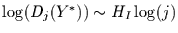 $\log(D_{j}(Y^{*})) \sim
H_{I} \log(j)$