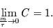 \begin{displaymath}
\lim\limits_{\frac{m}{\tau}\to 0} C = 1.
\end{displaymath}