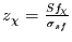 $z_{\chi}=\frac{Sf_{\chi}}{\sigma_{sf}}$