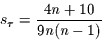 \begin{displaymath}
s_{\tau}=\frac{4n+10}{9n(n-1)}
\end{displaymath}