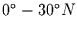 $0 ^{\circ} - 30 ^{\circ} N$